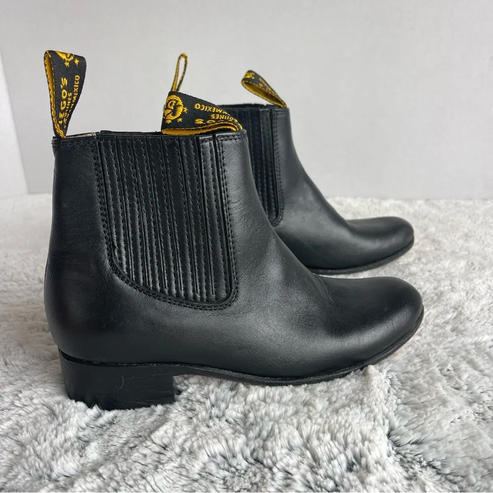 Kids Traditional Mexican Botines Charros Yellow Pull Tabs Size 13